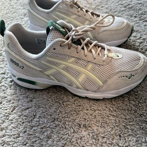 ASICS Women's White and Green Athletic Sneakers